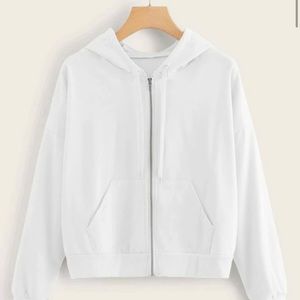 SHEIN white zip up sweater